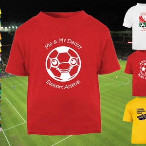 ARSENAL Supporter Football Baby/Children&#39;s/Kid&#39;s T-shirt Short Sleeve Top-0-6m to 14-15yrs-28 colours-100% Cotton-Unisex/Boys/Girls-Daddy