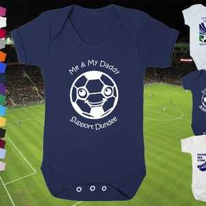 DUNDEE Football BABY GROW Bodysuit Sleep Vest Short Sleeve Romper Gift-Premature to 2-3yrs-18 colours-100% Cotton-Unisex/Boys/Girls-Daddy