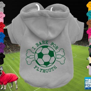 PLYMOUTH ARGYLE Supporter Football Fan Dog Puppy Pet HOODIE Clothing- xs-4xl- 14 colours-100% Cotton-Sweatshirt/Jumper/Coat-Bark/Born & Bred