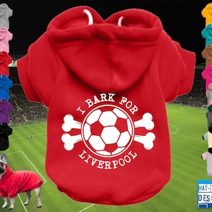 LIVERPOOL Supporter Football Fan Dog Puppy Pet HOODIE Clothing- xs-4xl - 14 colours-100% Cotton-Sweatshirt/Jumper/Coat-Bark/Born & Bred YNWA