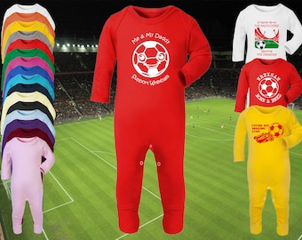 WREXHAM AFC Football Baby ROMPER Sleepsuit Babygrow One-Piece Long Sleeve Gift- Newborn to 6-12m- 18 colours- 100% Cotton-Unisex/Boys/Girls