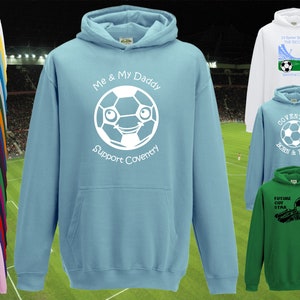 COVENTRY CITY Supporter Voetbal Baby/Kinder/Kind's HOODIE Top met lange mouwen-6-12m tot 14-15jr-26 kleuren-Polykatoen-Unisex/Jongens/Meisjes-Papa