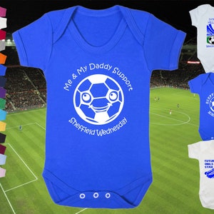 SHEFFIELD WEDNESDAY Football BABYGROW Bodysuit Sleep Vest Short Sleeve Romper Gift-Premature to 2-3yrs-18 colours-Cotton-Boy/Girl/Unisex-Dad