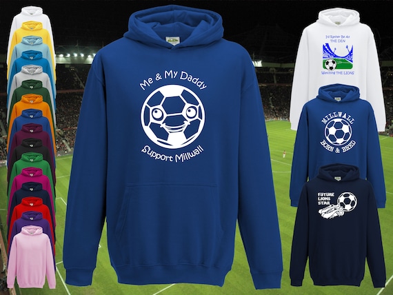 MILLWALL Supporter Football Baby childrens kids HOODIE Long Sleeve Top 6 12m to 14 15yrs 26 Colours polycotton unisex boys girls daddy Mummy Etsy UK