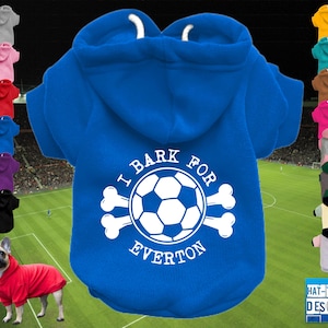 Sudadera con capucha para perro, cachorro y mascota del EVERTON, para aficionados al fútbol, talla XS-4XL, 14 colores, 100 % algodón, color negro, para perros y cachorros.