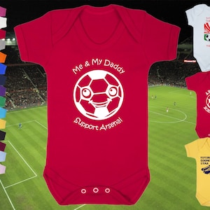 ARSENAL Football BABY GROW Bodysuit Sleep Vest Short Sleeve Romper Gift-Premature to 2-3yrs-18 colours-100% Cotton-Unisex/Boys/Girls-Daddy