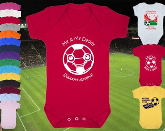 ARSENAL Football BABY GROW Bodysuit Sleep Vest Short Sleeve Romper Gift-Premature to 2-3yrs-18 colours-100% Cotton-Unisex/Boys/Girls-Daddy