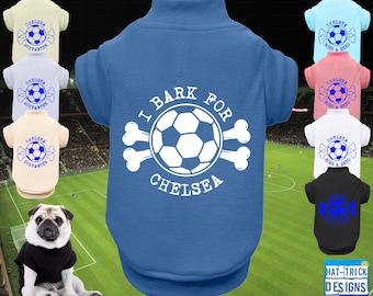 チェルシーサポーター フットボールファン 犬 子犬 ペット Tシャツ 衣類 - XS-4XL - 8色 - 100%ソフトポリエステルジャージ - チームキット/トップス/コート - サッカーギフト