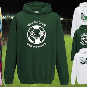 PLYMOUTH ARGYLE Supporter Football Baby/Childrens/Kids HOODIE Long Sleeve Top-6-12m to 14-15yrs-26 colours-Polycotton-Unisex/Boys/Girl-Daddy