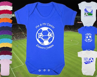 Naughtees Clothing Born To Play For Chelsea Cute Football Babygrow Baby Suit New 