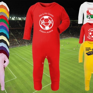 ARSENAL Football Baby ROMPER Sleepsuit Babygrow One-Piece Long Sleeve Gift- Newborn to 6-12m- 16 colours-100% Cotton-Unisex/Boys/Girls-Daddy