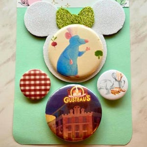 Pack of Ratatouille Chef Inspired Button Pins with Foam Backer