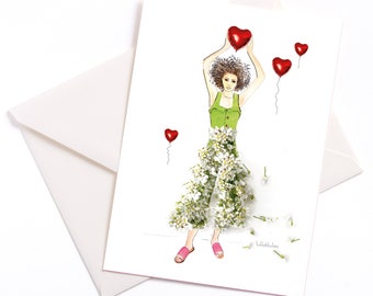 Handillustrierte A6 Karte mit Umschlag ''Einfach mal Danke sagen'' Muttertag, Anlasskarte, Einladung, Geburtstag, Viel Glück, Danke