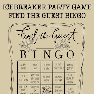 Find The Guest Bingo - Juego para romper el hielo - Tarjeta única