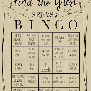 Trova l'ospite compleanno BINGO - Icebreaker Party Game