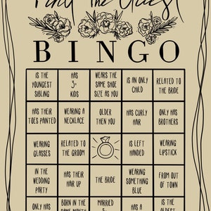 Find the Guest Bingo - Bridal Shower Game