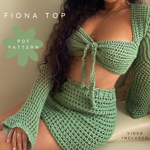 Fiona Top Pattern Digital PDF / Long Sleeve Crochet Top Pattern