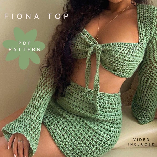 Fiona Top Pattern Digital PDF / Long Sleeve Crochet Top Pattern