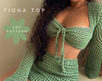 Fiona Top Pattern Digital PDF / Long Sleeve Crochet Top Pattern