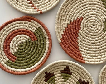 Set of 5  Large African Baskets | Home Decor | African Art | Boho Wall Décor | Cute Wall Baskets | Wicker Wall Bowl | Boho Gift Baskets