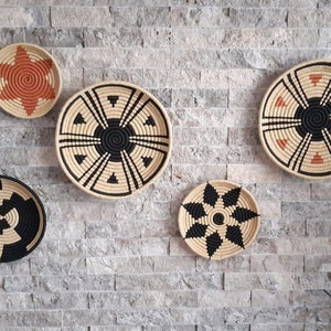 Sets of 3,4,5 Large African Art Baskets | Boho Wall Décor | Cute Wall Baskets | Wicker Binga Baskets | Gift Baskets | Home Bowl Decor