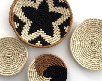 Set of 4 African Baskets | Home Decor | African Art | Boho Wall Décor | Cute Wall Baskets | Wicker Art Bowl | Gift Baskets