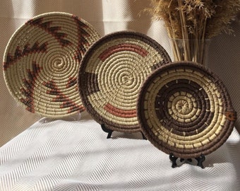 Set of 3 Cute Wall Baskets | Large African Baskets | Home Decor | African Art | Boho Wall Décor | Wicker Wall Bowl | Gift Baskets