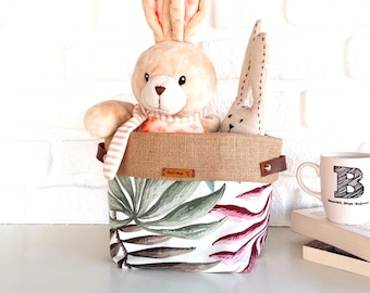 Boho Fabric Basket | Indoor Plant Pot Cover | Reversible Canvas Storage & Organizer Bin | Plant Accessories | Boho Flowerpot Cover