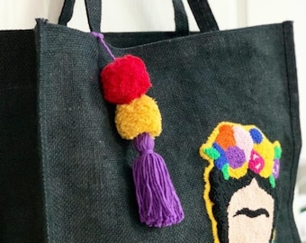 Handmade Punch Needle Tote Bag | Cute Tote Bag | Shopping Tote Bag | Summer Beach Bag