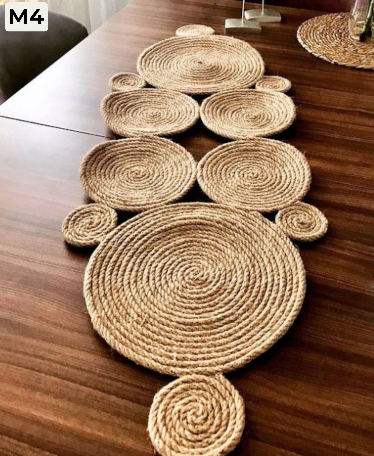 Handmade Decorative Wicker Runner Custom Table Runner Boho Natural
