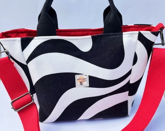 Handgemaakte schoudertas | Veelkleurige handtas | Elegante zwart-witte handtas | Boho Handtas Dames | Handtas bedels voor vrouw