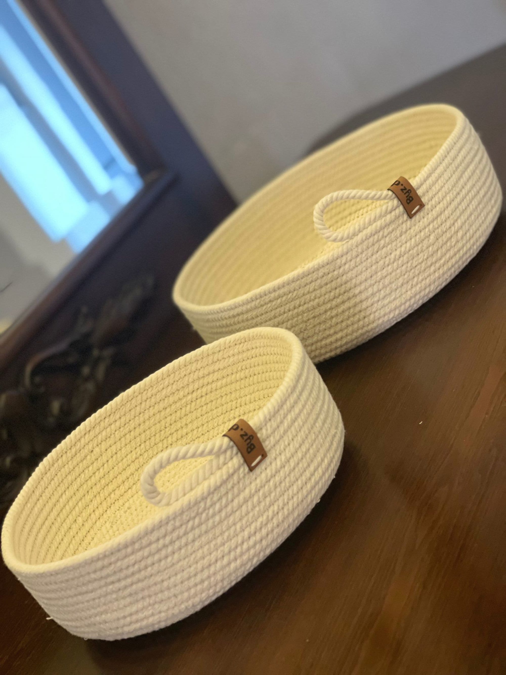 Handmade Decorative Cotton Rope Organizer Basket Set Boho Makeup Organizer Basket Set Cute Cosmetic Organizer