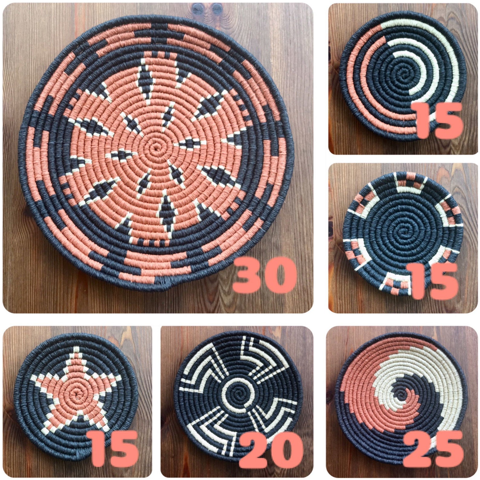 Large African Baskets Set of 6 Home Decor Set Large African Art Set