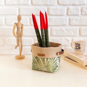 Boho Planter Basket | Indoor Plant Pot Cover | Reversible Canvas Storage & Organizer Bin Basket | Cute Flowerpot Cover | 10 Different Sizes