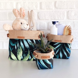 Boho Fabric Basket | Indoor Plant Pot Cover Sets | Reversible Canvas Storage & Organizer Bin | Plant Accessories | Cute Flowerpot Cover
