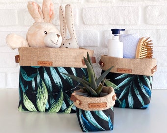 Boho Stoffen Mand | Kamerplant Pot Cover Sets | Omkeerbare canvasopslag en organizerbak | | voor plantenaccessoires Leuke Bloempot Cover
