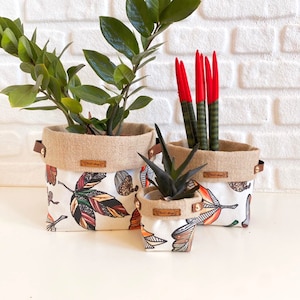 Reversible Storage&Organizer Bin, Plant Pot Sets | Washable Home Decor Plant Basket | Boho Basketweave, Hessian Pot | 9 Different Sets