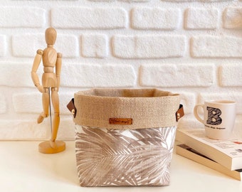 Stof Plantenpot | Basketweave, Hessische Plantenbak Pot | Omkeerbare canvasopslag en organizerbak | Boho Bloempot Cover | 10 verschillende maten