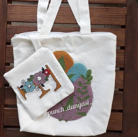 Handmade Punch Needle Tote Bag Shopping Tote Bag Summer - Etsy