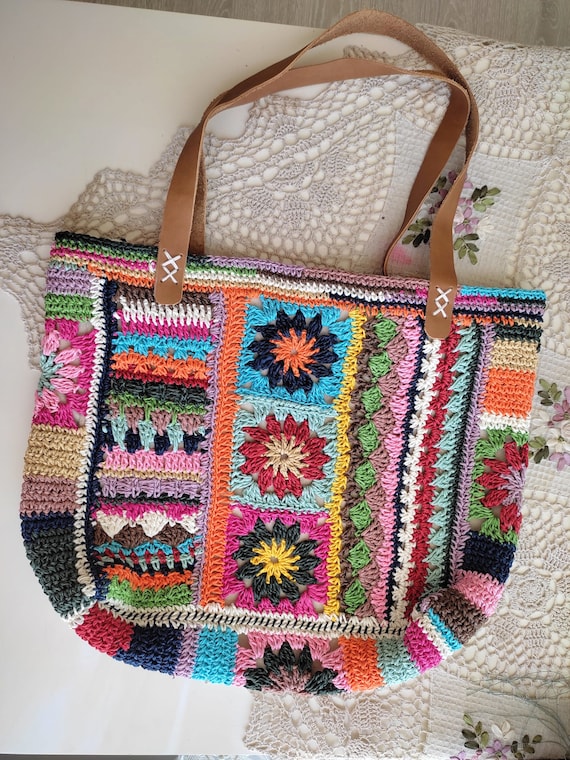 Handmade Knitting Shoulder Handbag Multicolor Handbag - Etsy
