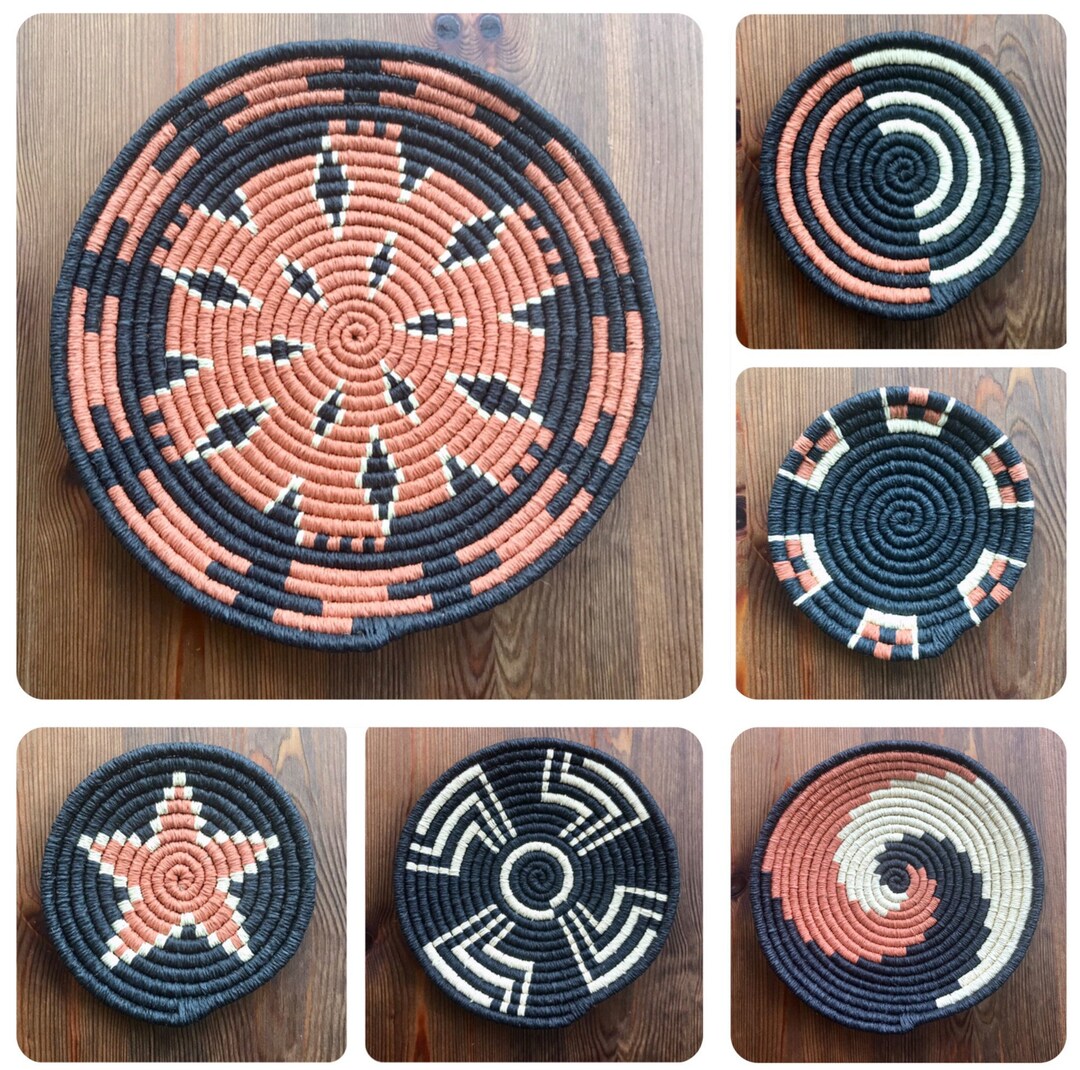 Large African Baskets Set of 6 Home Decor Set Large African Art Set Boho Wall Décor Cute Wall