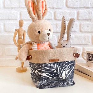 Boho Fabric Basket | Indoor Plant Pot Cover | Reversible Canvas Storage & Organizer Bin | Plant Accessories | Boho Flowerpot Cover