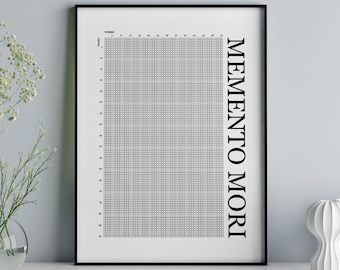 Memento Mori Life Calendar, Stoic Wall Art, My Life in Weeks, Life Countdown Poster, Weeks of My Life Calendar, Motivational Wall Art