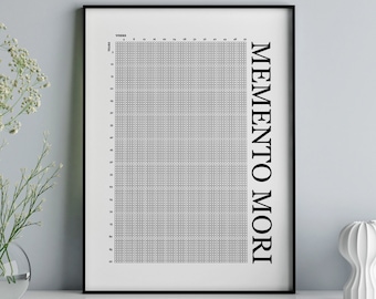 Memento Mori levenskalender, stoïcijnse kunst aan de muur, mijn leven in weken, Life Countdown Poster, weken van mijn levenskalender, motiverende kunst aan de muur