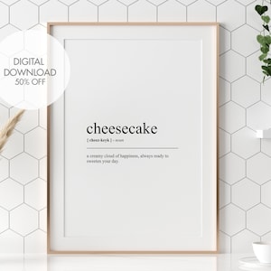 Cheesecake Definition Print | Cheesecake Dictionary Art | Funny Dessert Prints | Kitchen Prints | Cafe Wall Art | Kitchen Wall Decor