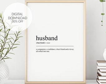 Husband Definition Prints | Husband Dictionary Poster | Funny Wall Art Printable | Quote Art | Gifts for Him | Home Decor | Instant Download