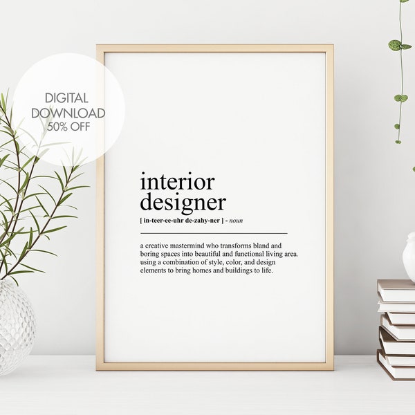 Interior Designer Funny Definition Print | Interior Designer Wall Art | Funny Print | Office Room Wall Decor | Instant Digital Download