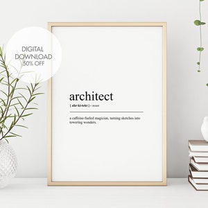 Architekt Definition Druck | Geschenk für Architekten | Architekten-Wörterbuch Poster | Lustige Wandkunst | Typografie Plakat | Sofort Download