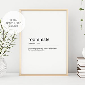 Definitieprint kamergenoot | Muurkunst kamergenoot | Vriendschapsafdrukken | Cadeau voor vrienden | Minimalistische muurkunstafdrukken | Direct downloaden