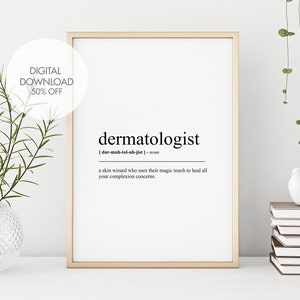 Dermatologist Definition Print | Dermatologist Dictionary Print | Funny Print | Definition Wall Art | Minimalist Office Wall Art Print